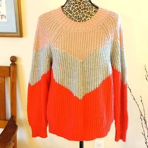Splendid Collection Ladies Chevron Sweater Size:S Color:Coral, Pink, Gray